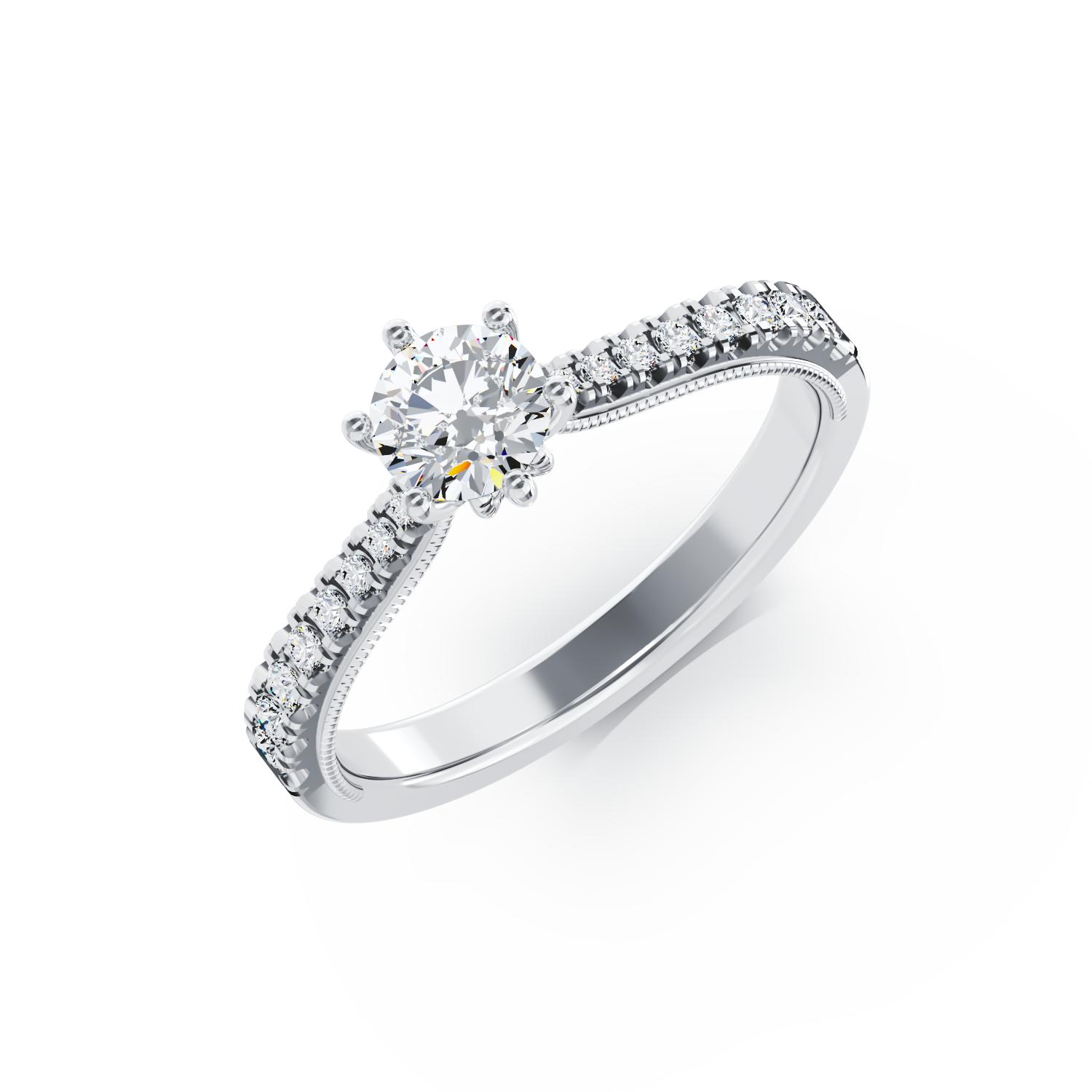Eljegyzési gyűrű 18K-os fehér aranyból 0,15ct gyémánttal és 0,18ct gyémánttal. Gramm: 2,39